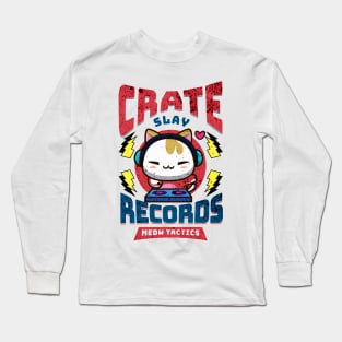 Cat DJ Kitten Cute Kawaii Music Record Company Tape Groove Psychedelic Headphones Long Sleeve T-Shirt